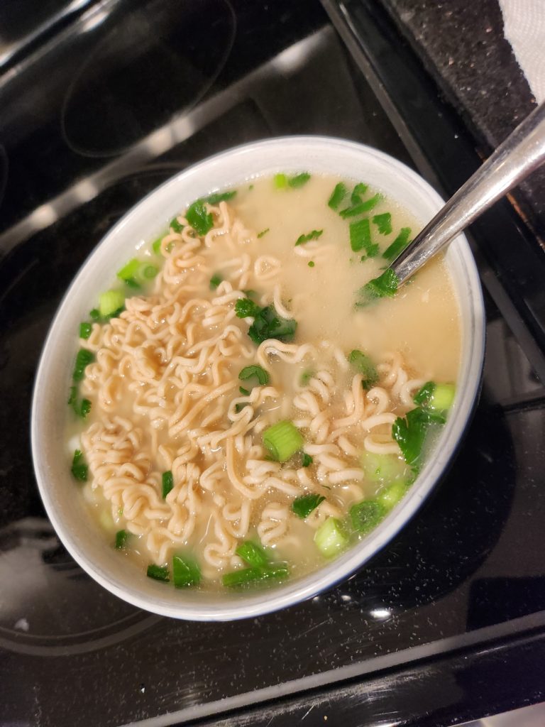 Vite Ramen Vegan Miso with spring onion and parsely.